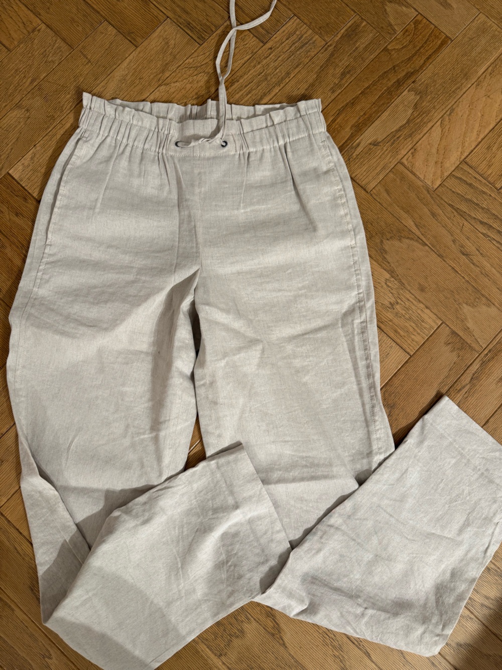 Theory Light Beige Linen Pants